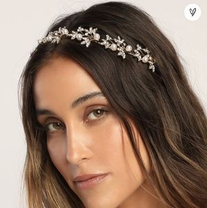LULU'S Vine Art Gold and Pearl Clip-On Headband